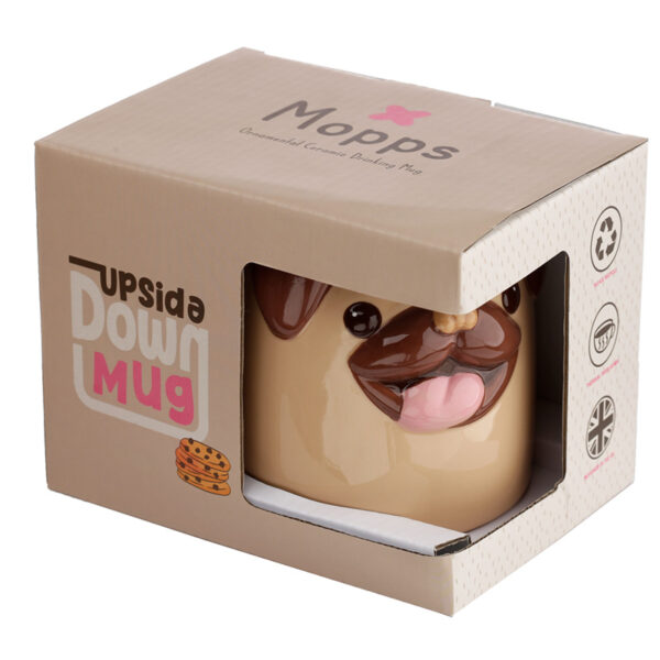 Novelty Upside Down Ceramic Mug - Mopps Pug - Image 5