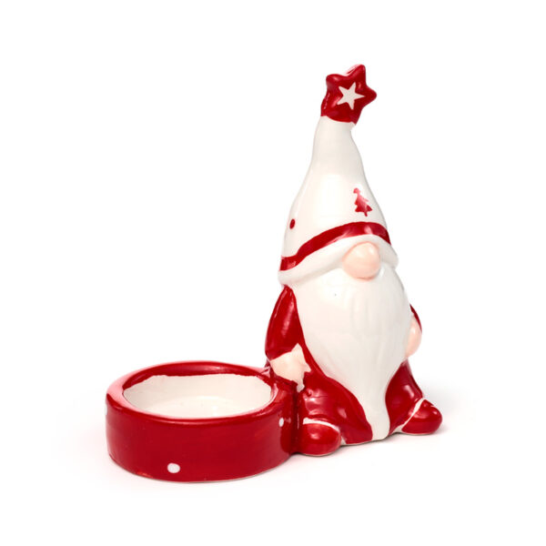 Ceramic Tea Light Candle Holder - Christmas Gonk - Image 2