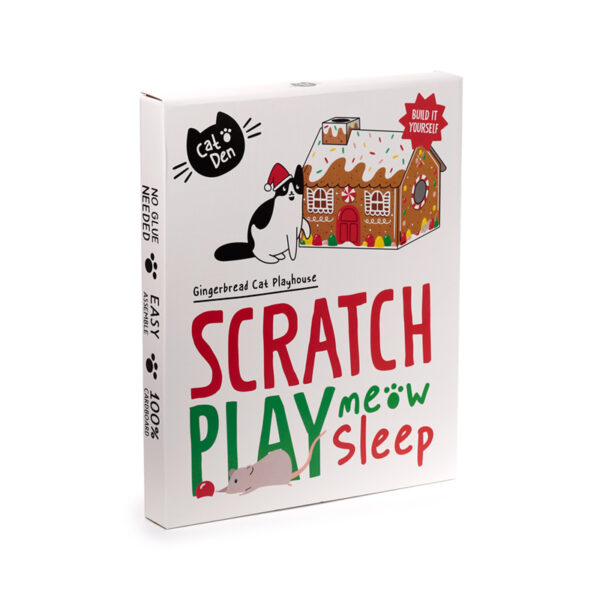 Cardboard Cat Den Playhouse - Christmas Gingerbread House - Image 2