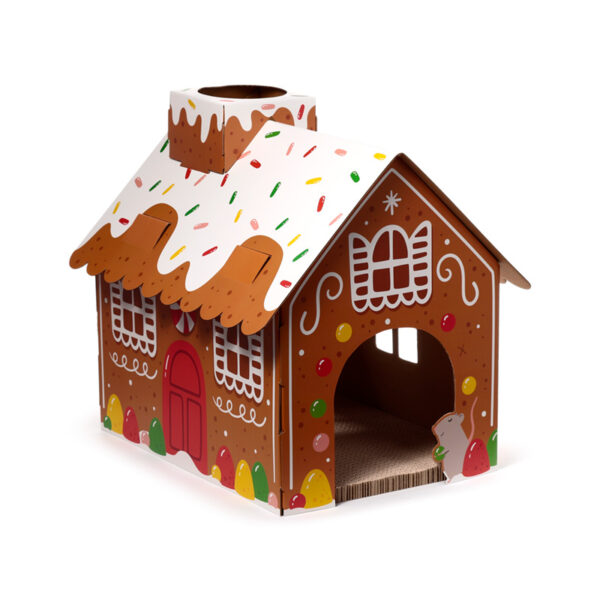 Cardboard Cat Den Playhouse - Christmas Gingerbread House - Image 5
