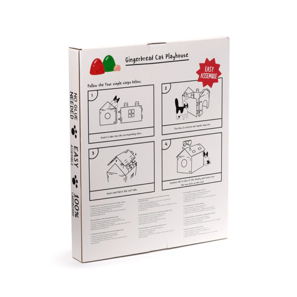 Cardboard Cat Den Playhouse - Christmas Gingerbread House - Image 6