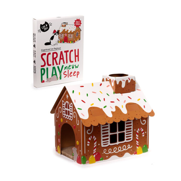 Cardboard Cat Den Playhouse - Christmas Gingerbread House - Image 9