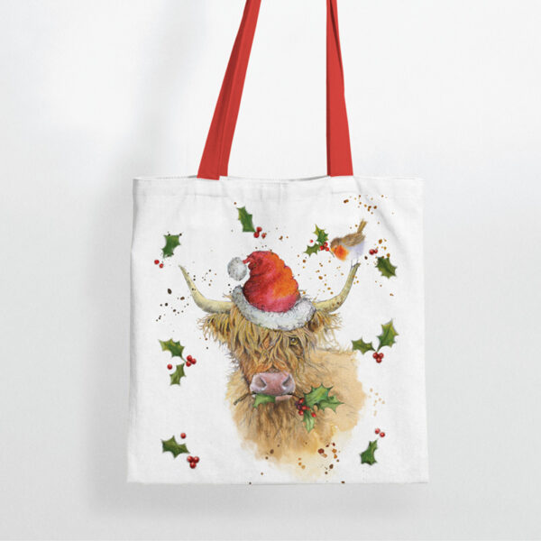 Tote Shopping Bag - Jan Pashley Christmas Highland Coo