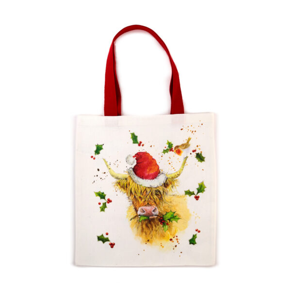 Tote Shopping Bag - Jan Pashley Christmas Highland Coo - Image 2