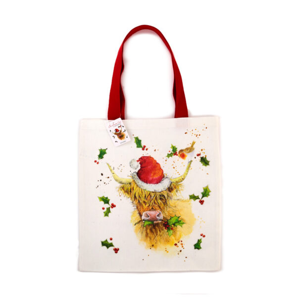 Tote Shopping Bag - Jan Pashley Christmas Highland Coo - Image 3