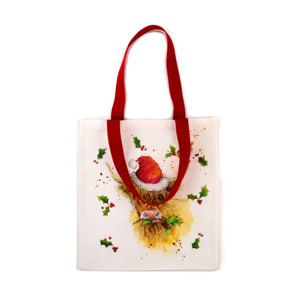 Tote Shopping Bag - Jan Pashley Christmas Highland Coo - Image 4