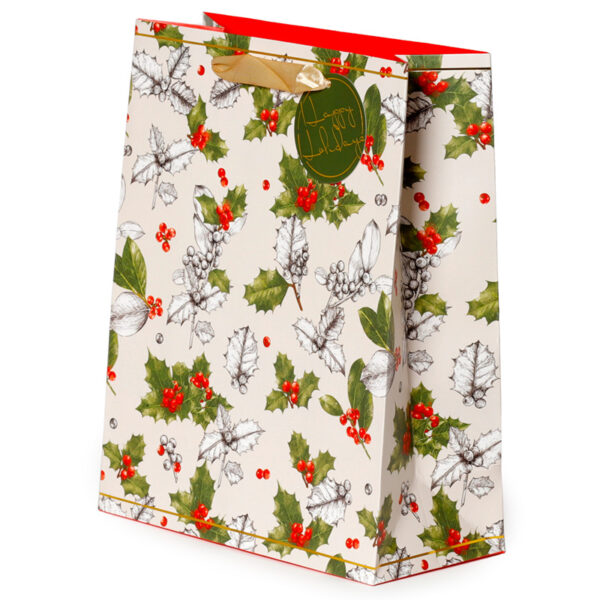 Christmas Gift Bag (Large) - Winter Botanicals Holly - Image 2