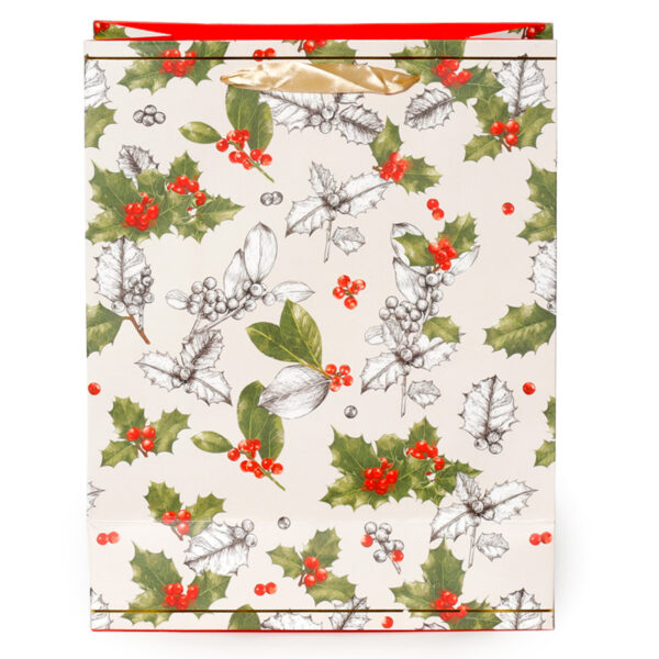 Christmas Gift Bag (Large) - Winter Botanicals Holly - Image 4