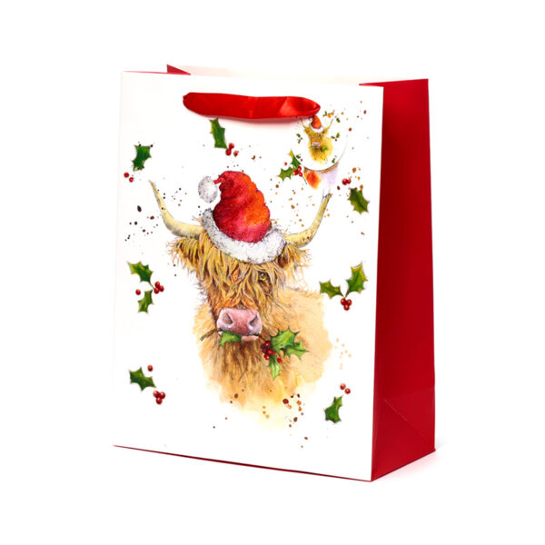 Christmas Gift Bag (Large) - Jan Pashley Highland Coo - Image 3
