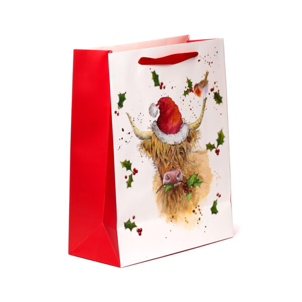 Christmas Gift Bag (Large) - Jan Pashley Highland Coo - Image 4