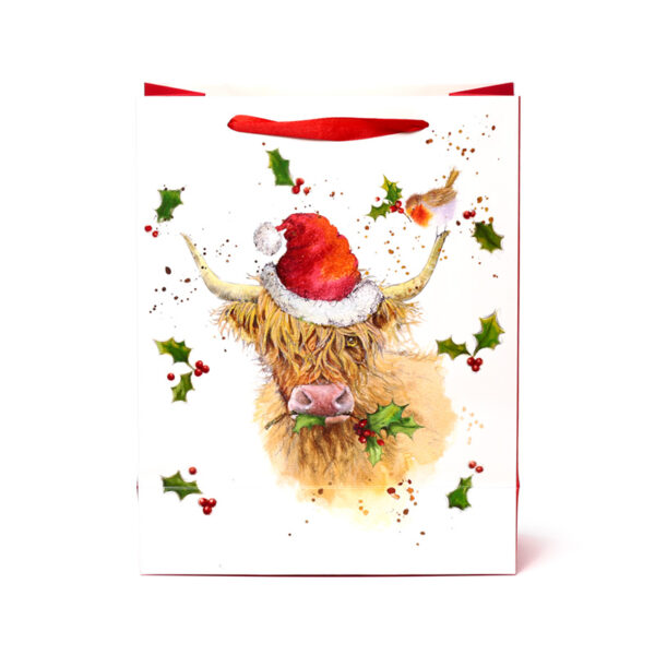 Christmas Gift Bag (Large) - Jan Pashley Highland Coo - Image 5