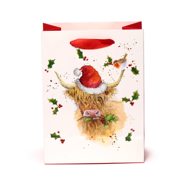 Christmas Gift Bag (Medium) - Jan Pashley Highland Coo - Image 5