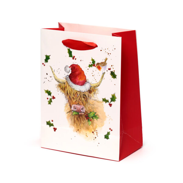 Christmas Gift Bag (Medium) - Jan Pashley Highland Coo - Image 6