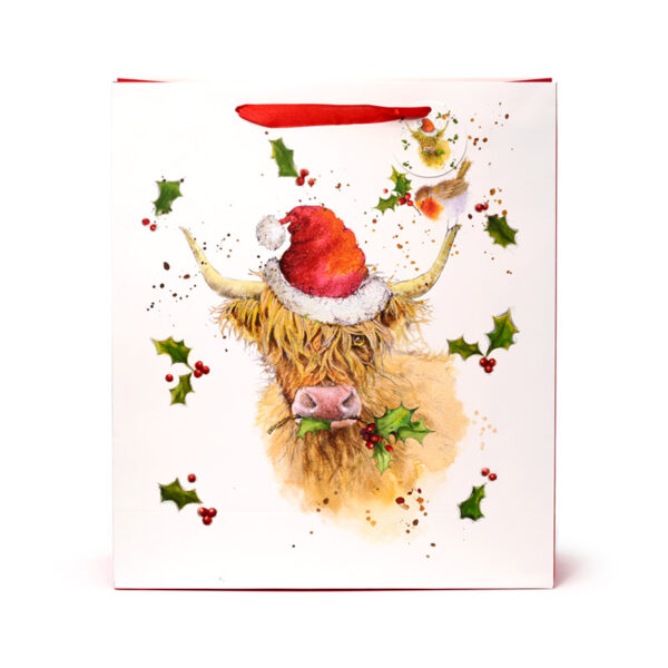 Christmas Gift Bag (Extra Large) - Jan Pashley Highland Coo - Image 2