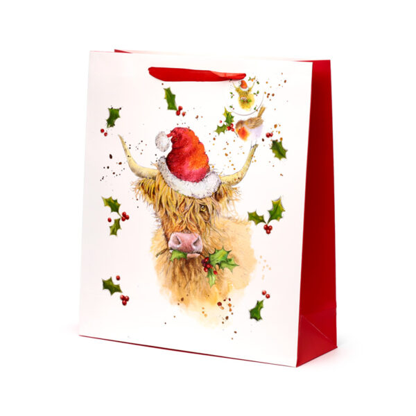 Christmas Gift Bag (Extra Large) - Jan Pashley Highland Coo - Image 3