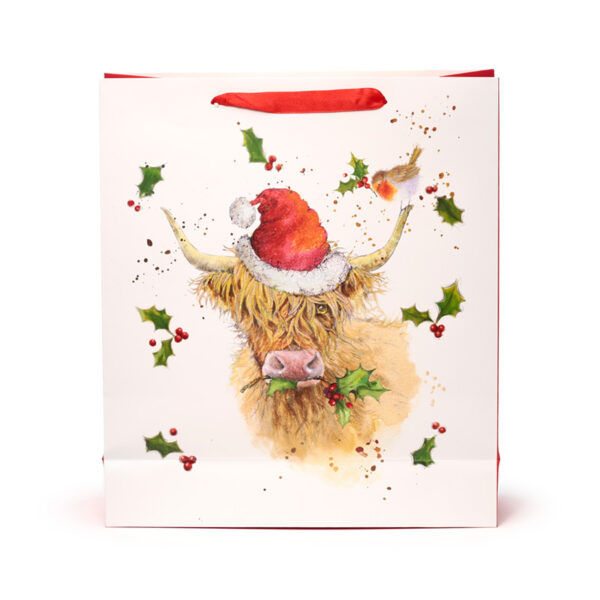 Christmas Gift Bag (Extra Large) - Jan Pashley Highland Coo - Image 5
