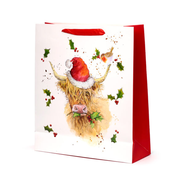 Christmas Gift Bag (Extra Large) - Jan Pashley Highland Coo - Image 6