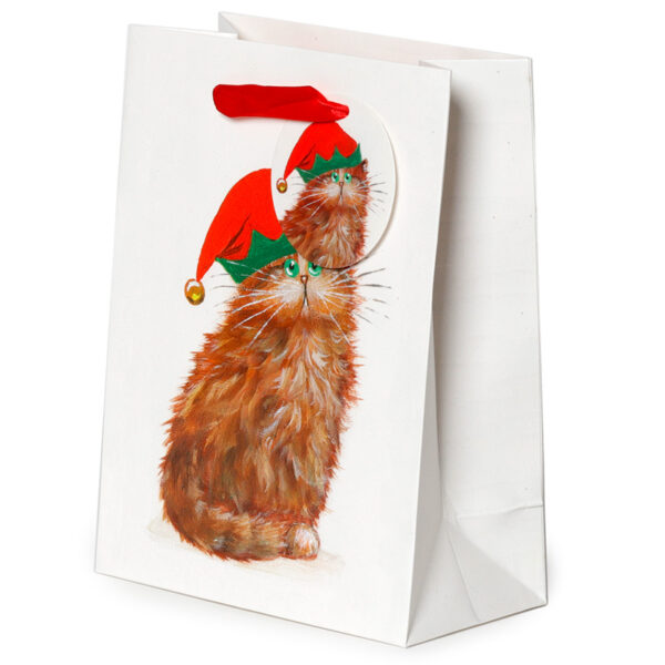 Christmas Gift Bag (Medium) - Kim Haskins Christmas Elves Cats - Image 2