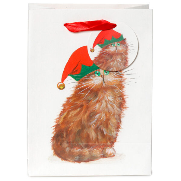 Christmas Gift Bag (Medium) - Kim Haskins Christmas Elves Cats - Image 5