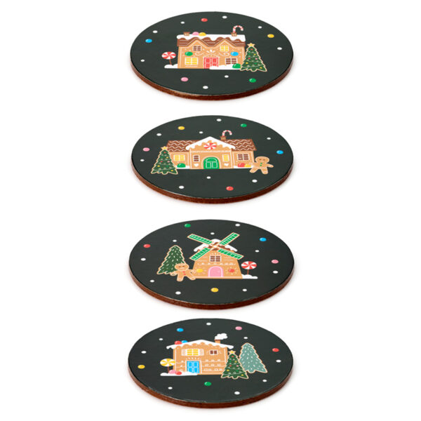 Set of 4 Cork Novelty Coasters - Christmas Baker Street - Image 2
