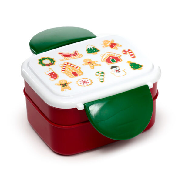 Bento Clip Lock Lunch Box with Cutlery - Christmas Baker Street Gingerbread - Image 9