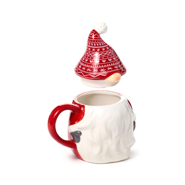 Peeping Lid Ceramic Lidded Character Mug - Christmas Gonk - Image 2