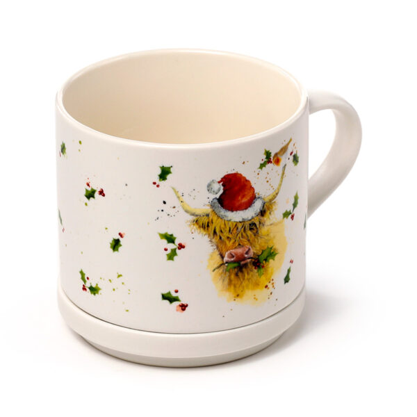 Porcelain Mug & Coaster Lid Set - Christmas Jan Pashley Highland Coo - Image 4
