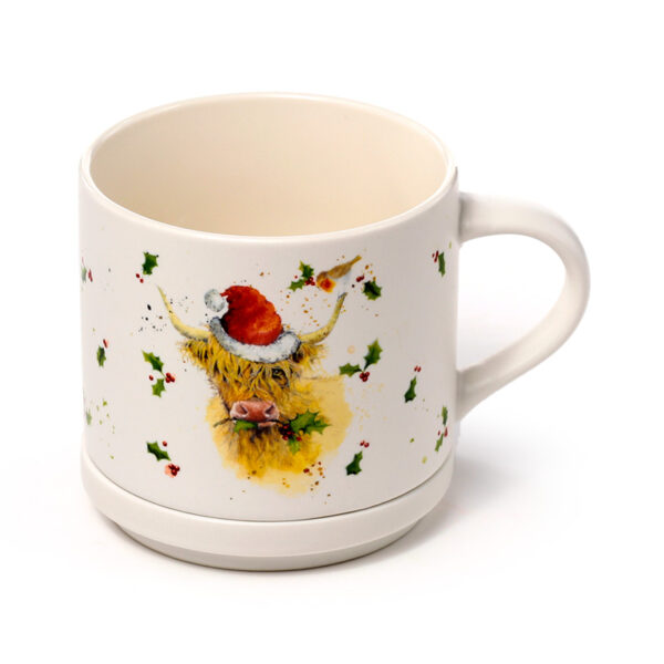 Porcelain Mug & Coaster Lid Set - Christmas Jan Pashley Highland Coo - Image 5