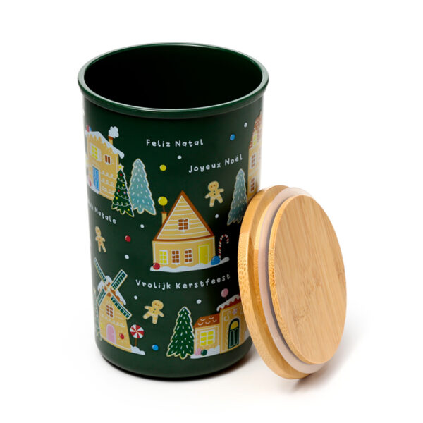Recycled RPET Large Storage Jar - Christmas Houses - Image 2