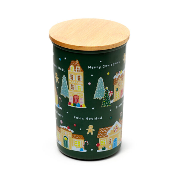 Recycled RPET Large Storage Jar - Christmas Houses - Image 4