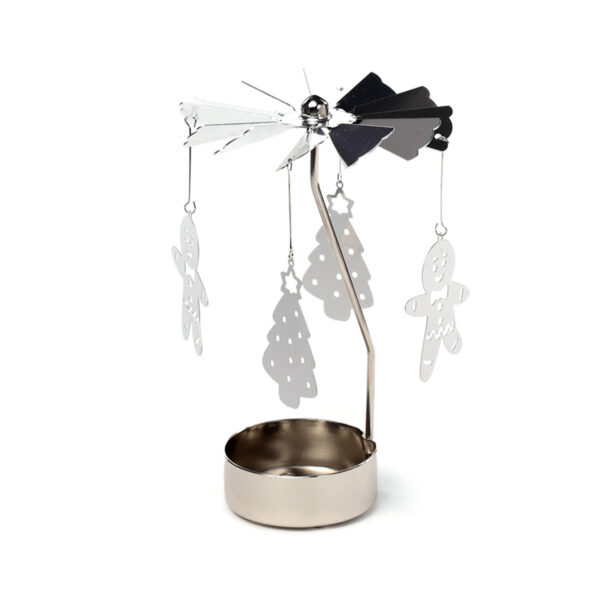 Spinning Tea Light Carousel Candle Holder - Christmas Baker Street Gingerbread Men - Image 2