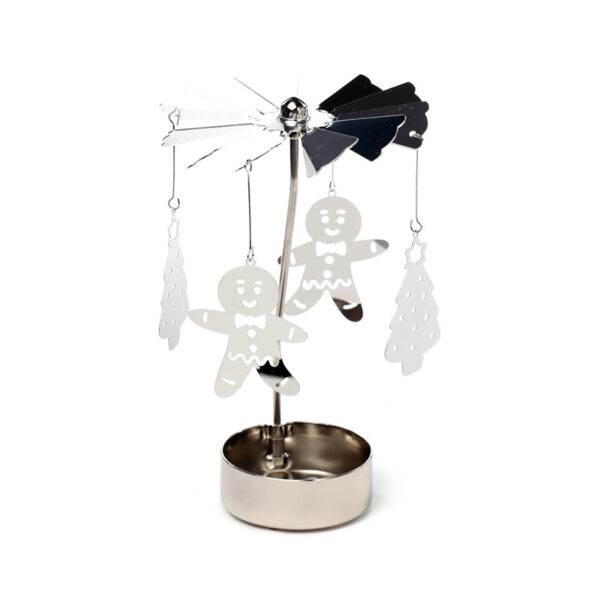 Spinning Tea Light Carousel Candle Holder - Christmas Baker Street Gingerbread Men - Image 3