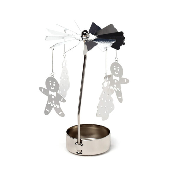 Spinning Tea Light Carousel Candle Holder - Christmas Baker Street Gingerbread Men - Image 4