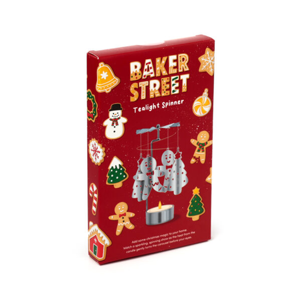Spinning Tea Light Carousel Candle Holder - Christmas Baker Street Gingerbread Men - Image 5