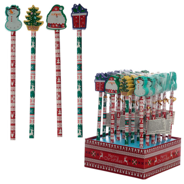 Fun Christmas Pencil and Eraser Set - Image 3