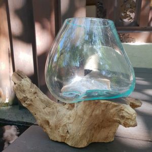 Molten Glass on Wood - Large Bowl
