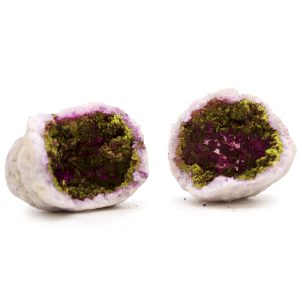 Coloured Calsite Geodes - Natural Rock - Pink and Gold