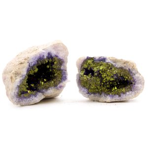 Coloured Calsite Geodes - Natural Rock - Purple and Gold