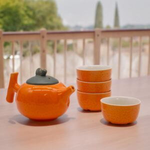 Herbal Orange Teapot Set - Pot and Four Cups