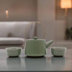 Herbal Jade Teapot Set - Pot and Two Cups