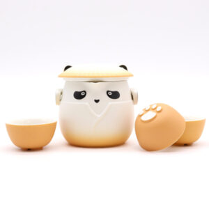 Panda Teapot Set and Three Cups - Orange