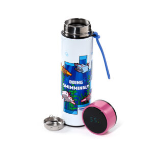 Reusable Insulated Drinks Bottle Digital Thermometer - Minecraft Axolotl