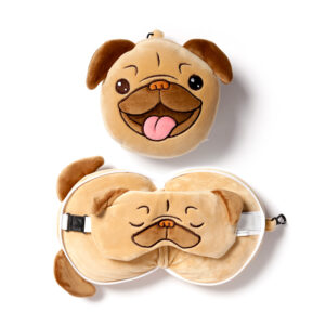 Relaxeazzz Travel Pillow & Eye Mask - Mopps Pug