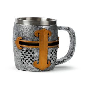 Decorative Tankard - Medieval Knight Silver & Gold Helmet