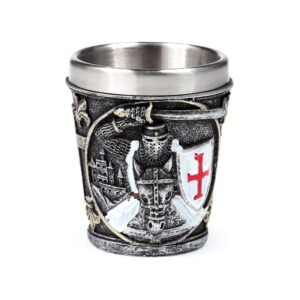 Decorative Shot Glass - Medieval Knight with White & Red Shield