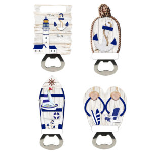 Magnetic Bottle Opener - Nautical Blue & White