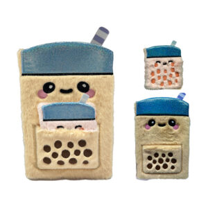 Plush A5 Notebook with Pouch & Mini Notebook - Foodiemas Bubble Tea