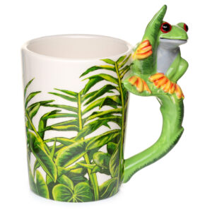 Shaped Handle Ceramic Mug - Tree Frog with Foliage Decal