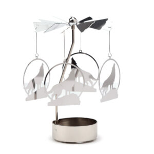 Spinning Tea Light Carousel Candle Holder - Howling Wolf