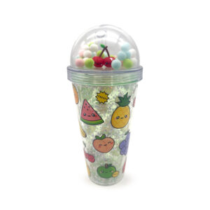 Double Walled Cup with Lid, Straw & Charms - Foodiemals Fruit